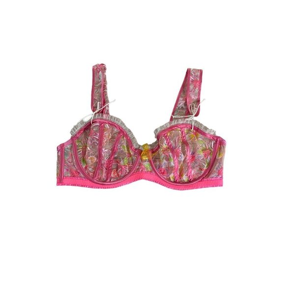 For Love And Lemons Women's Electric Fields Embroidery Underwire Bra - XL - Picture 1 of 12